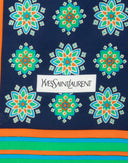 Yves Saint Laurent - Foulard in 100% seta blu a fiori 