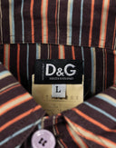 Dolce e Gabbana - Camicia marrone anni 2000 righe multicolore 