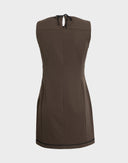 Max Mara - Vestito marrone con dettaglio nero anni 2000 