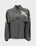 Pancaldi - Camicia grigia in seta fantasia astratta 