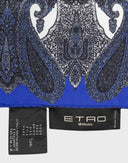 Etro - Foulard da taschino fantasia paisley blu 