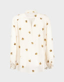 Pancaldi - Camicia beige in seta fantasia floreale 