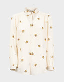 Pancaldi - Camicia beige in seta fantasia floreale 
