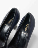 Fendi - Decollete peep-toe blu in pelle 