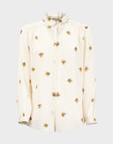 Pancaldi - Camicia beige in seta fantasia floreale 
