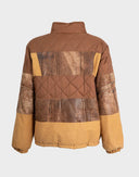 Giubbotto bomber in denim e pelle 