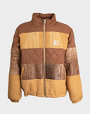 Giubbotto bomber in denim e pelle 