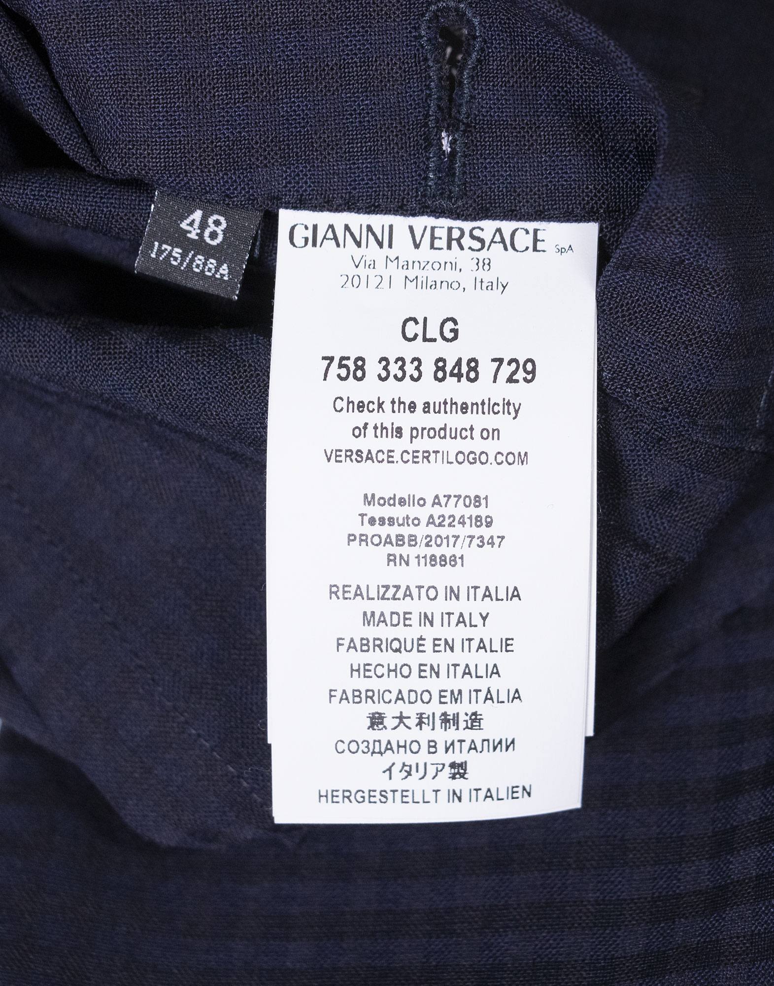 Versace - Giacca blu in gingham