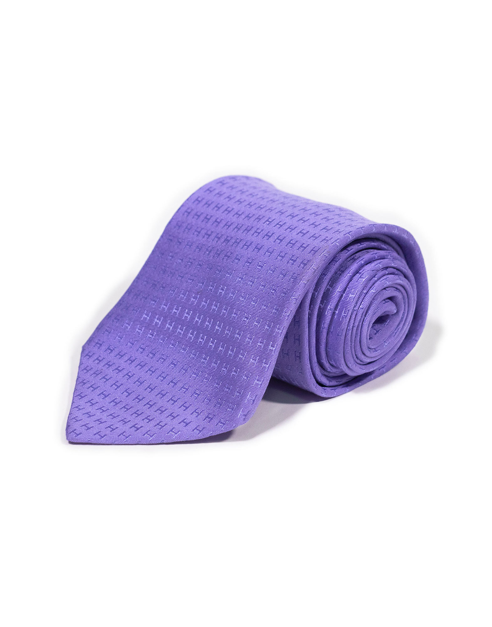 Hermes - Logoed violet silk necktie