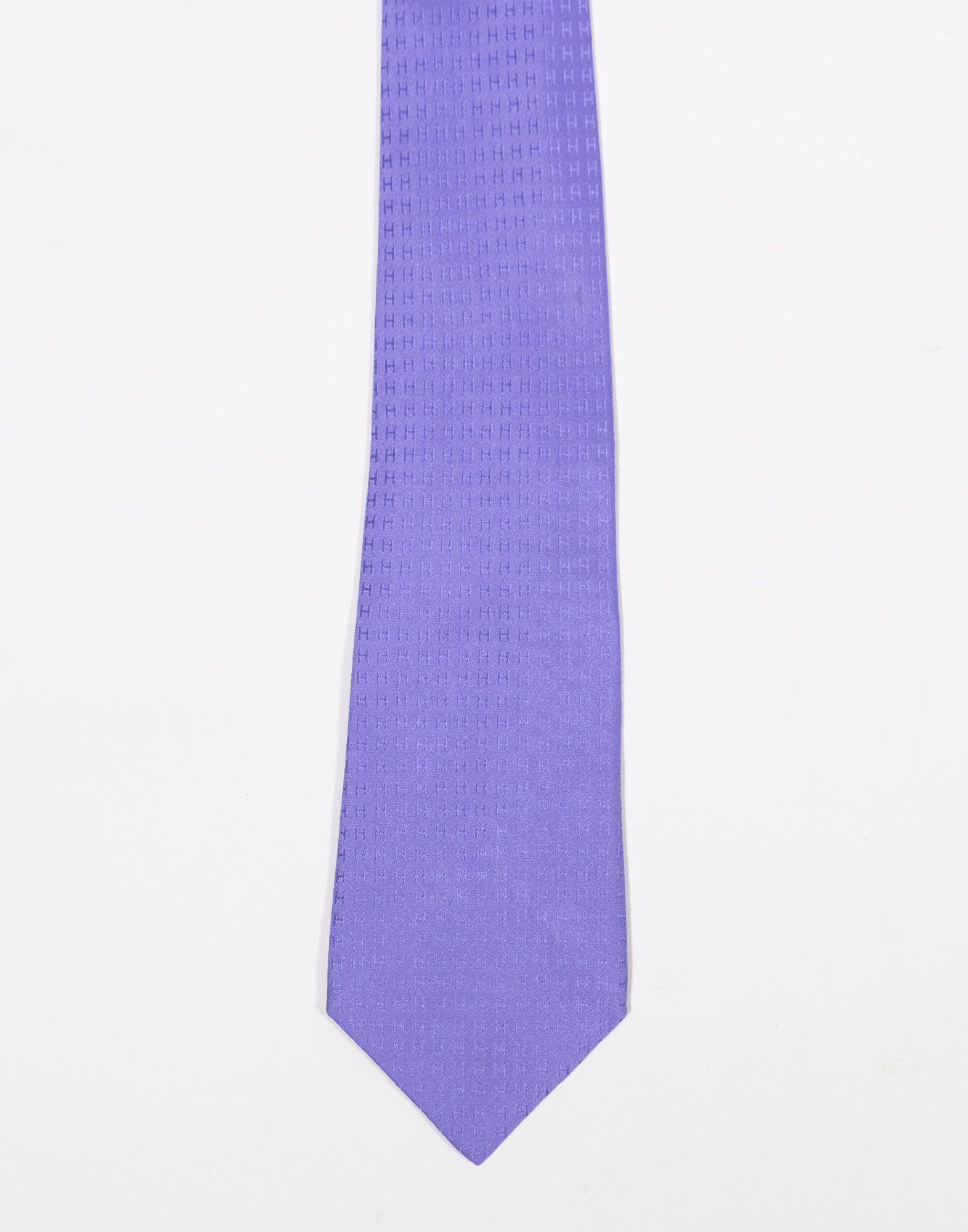 Hermes - Logoed violet silk necktie