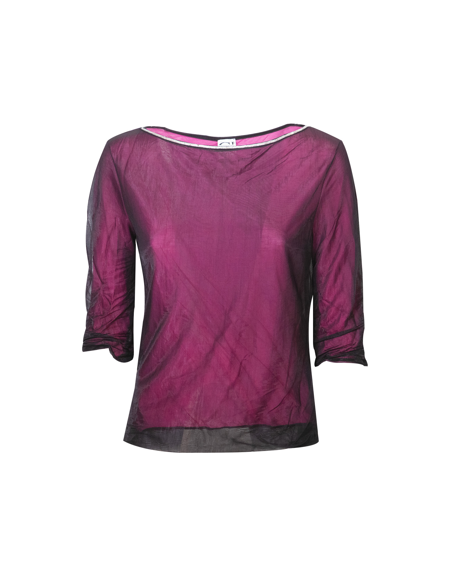 Just Cavalli - T-shirt viola in tessuto mesh