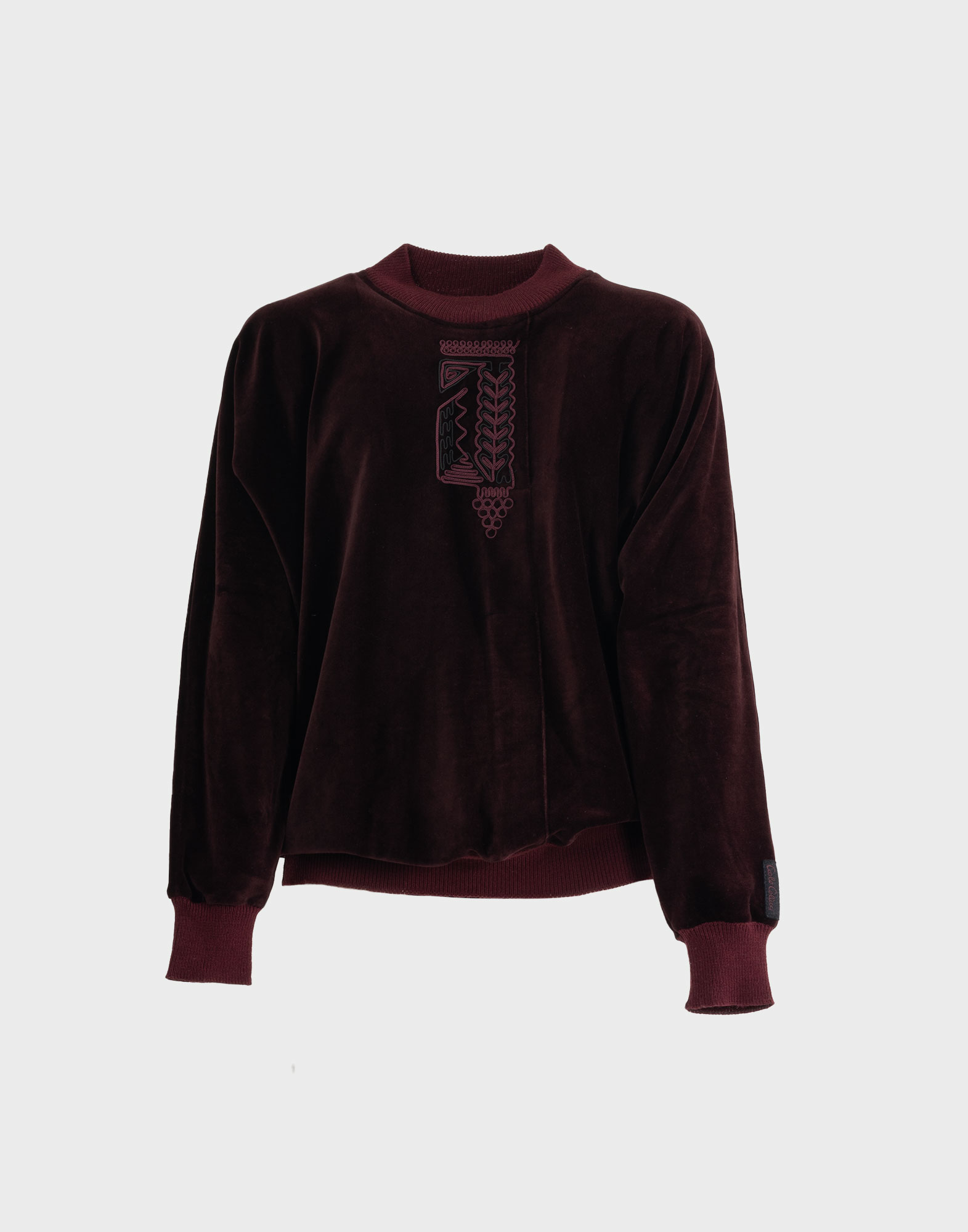 carlo colucci 1990s burgundy men's sweatshirt in chenille type fabric