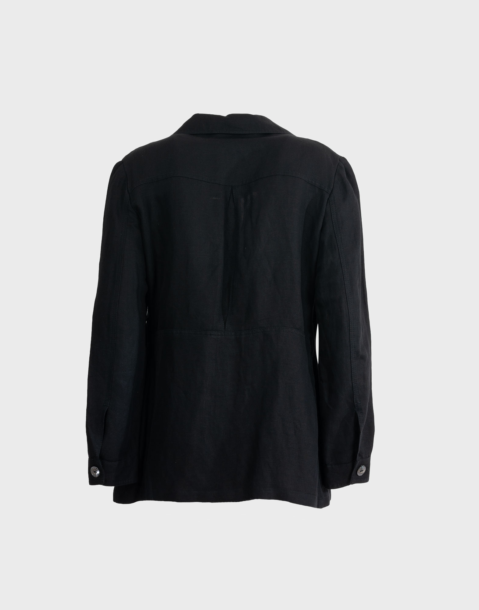 camicia fendi nera in viscosa e lino con abbottonatura