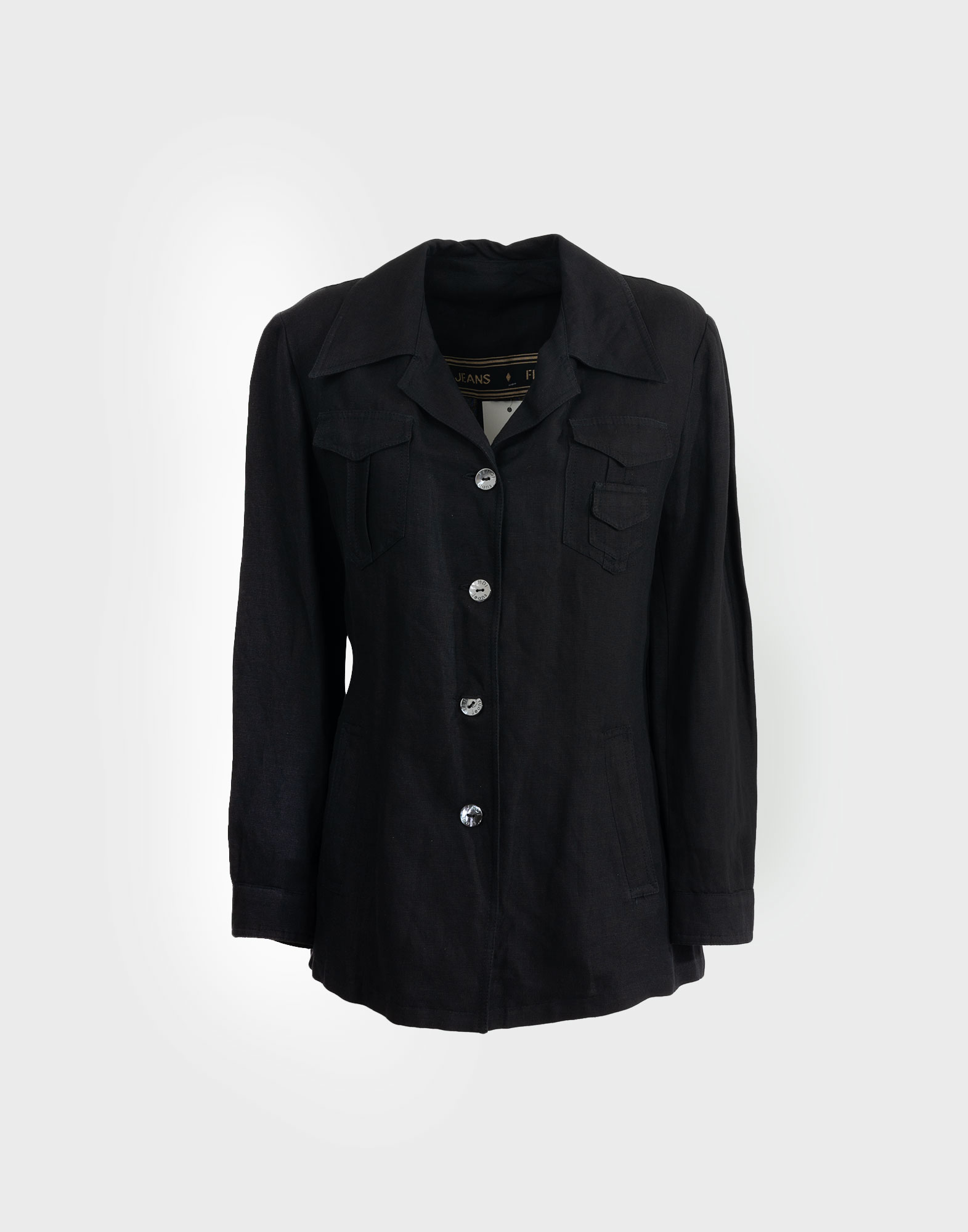 Black fendi shirt in viscose and linen with buttoning