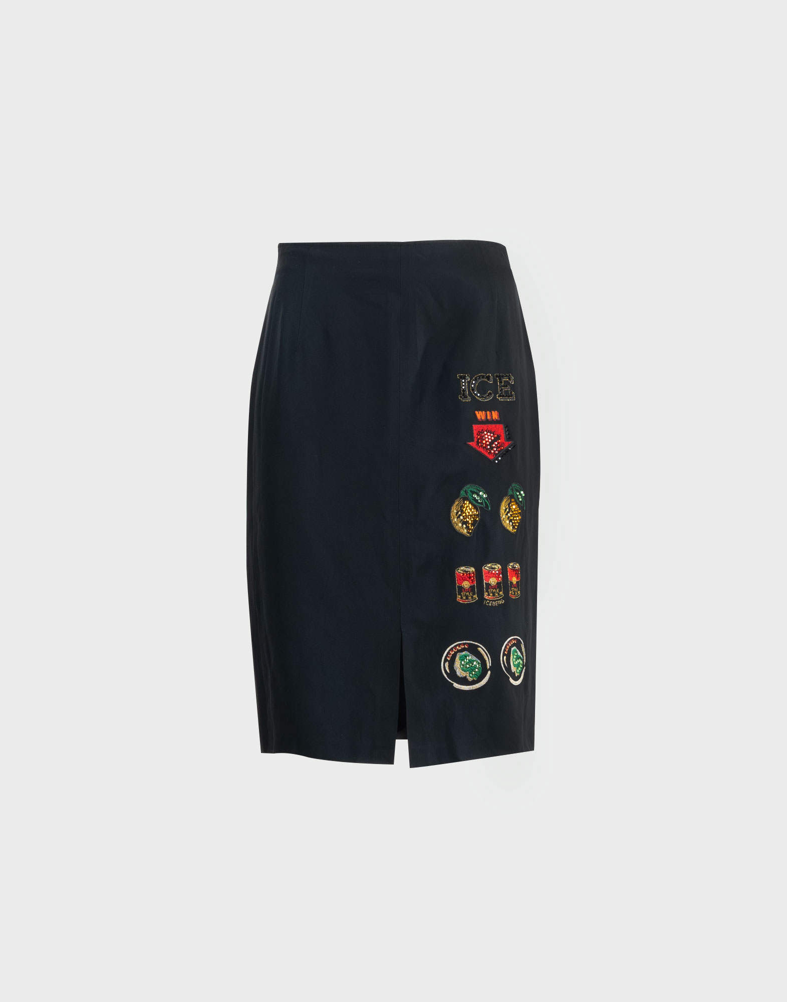 women's 2000s black pencil skirt with coloured patches