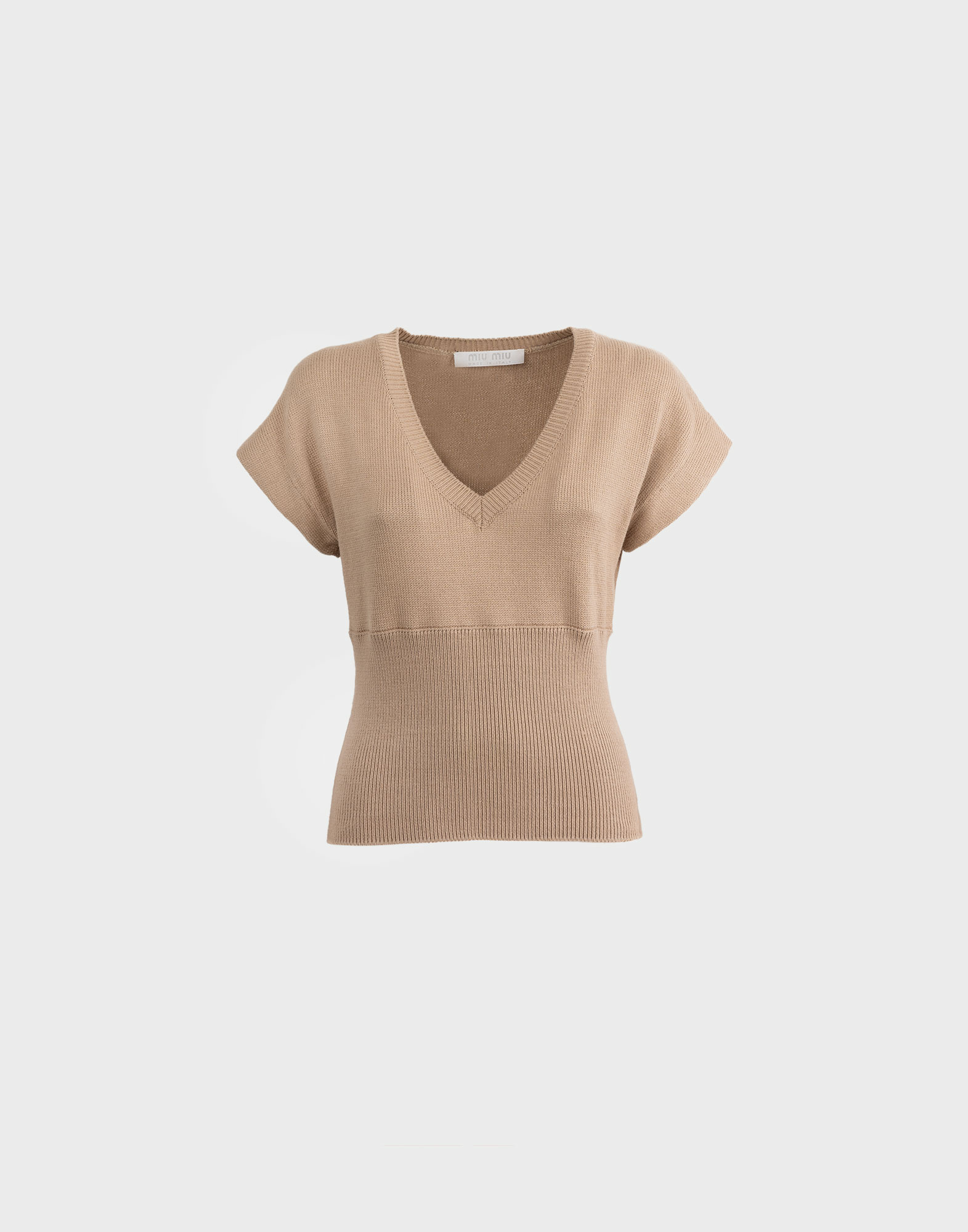 beige cotton miu miu 2000s v-neck sleeveless jumper