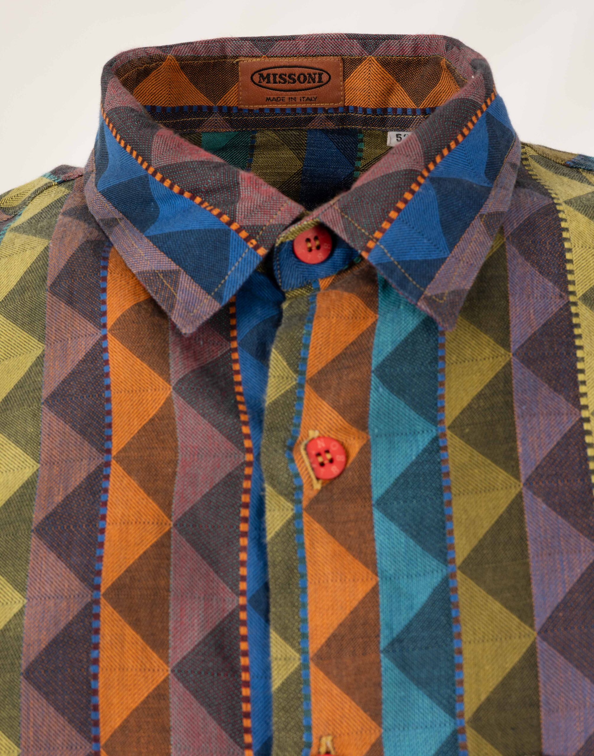 Men's Missoni long-sleeve shirt with colorful triangle pattern