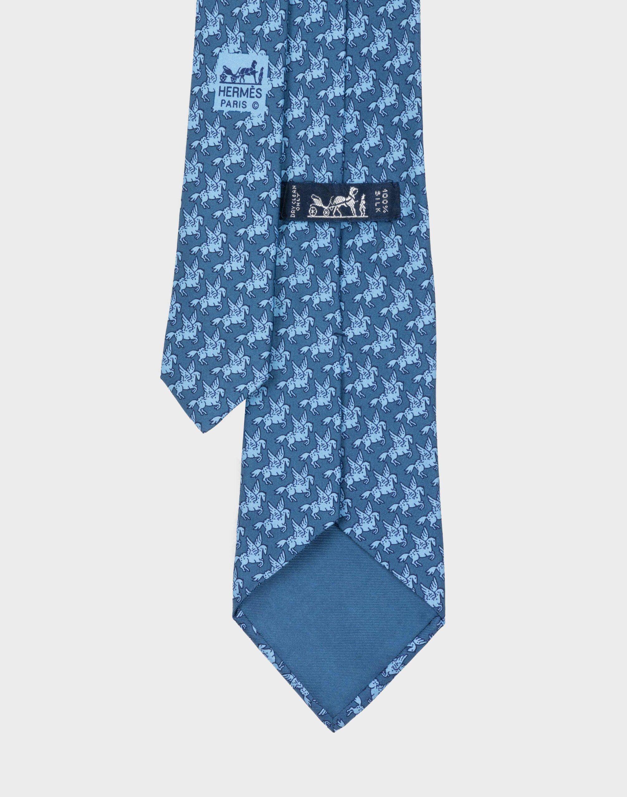 Hermes - Light blue tie with winged horses - Image 3