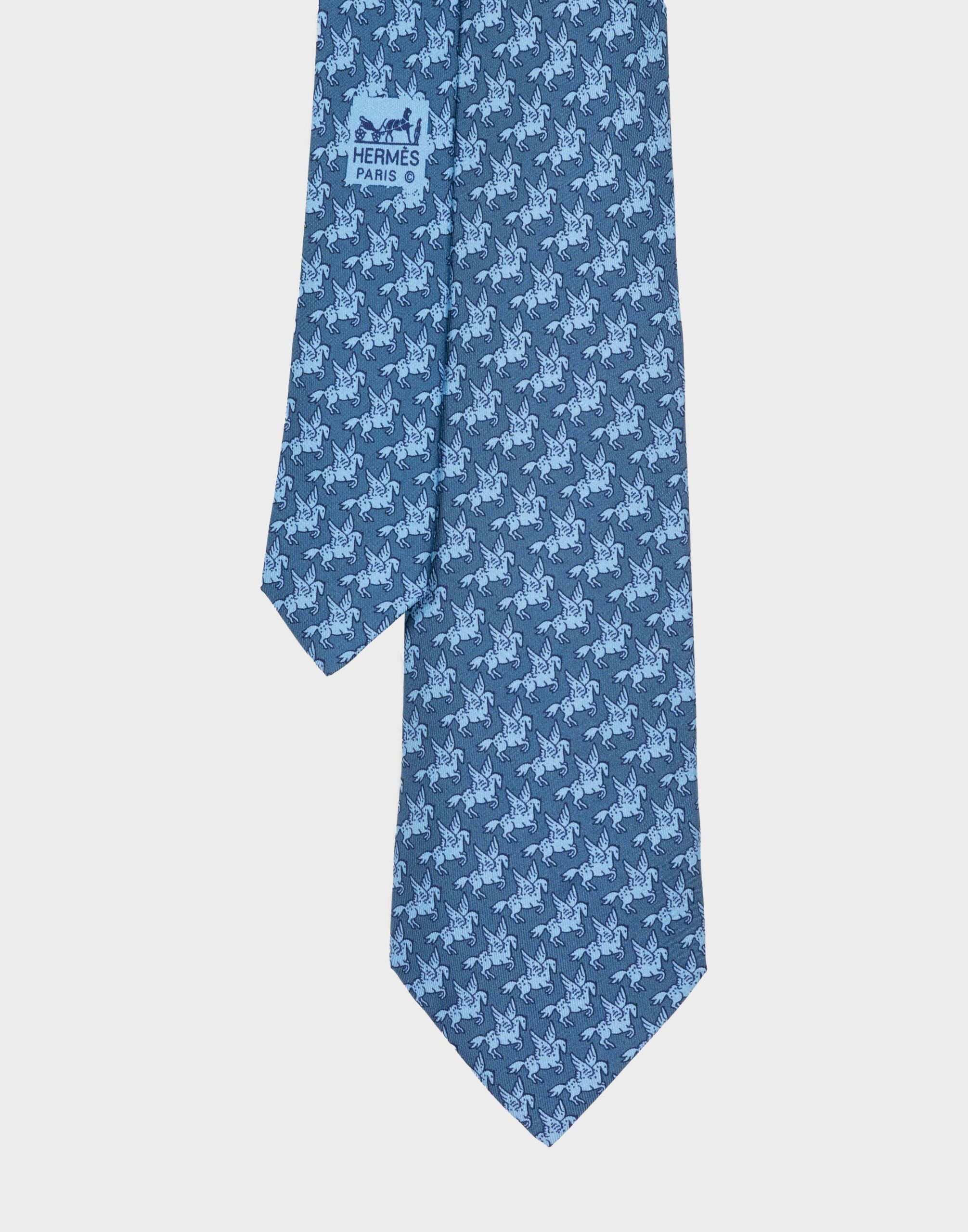 Hermes - Light blue tie with winged horses - Image 2
