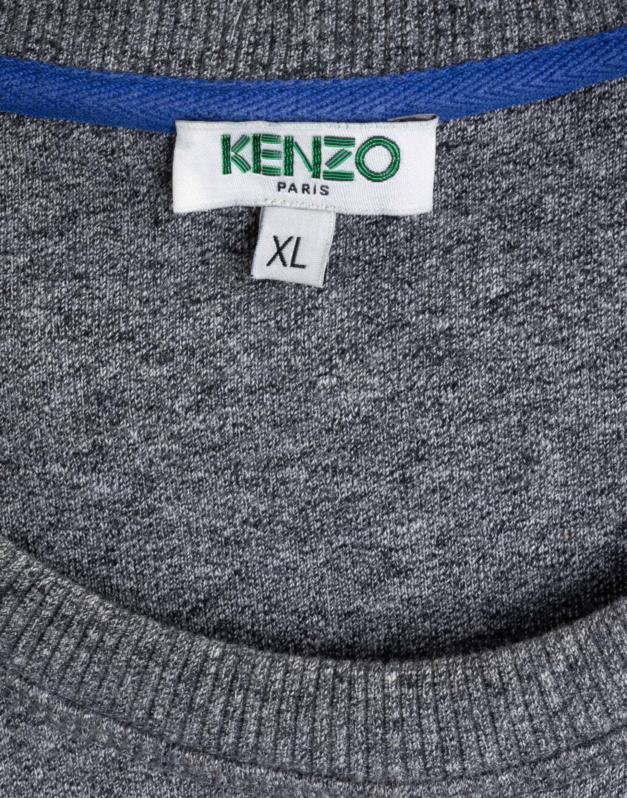 Felpa grigia Kenzo con tigre ricamata Millesime Collection