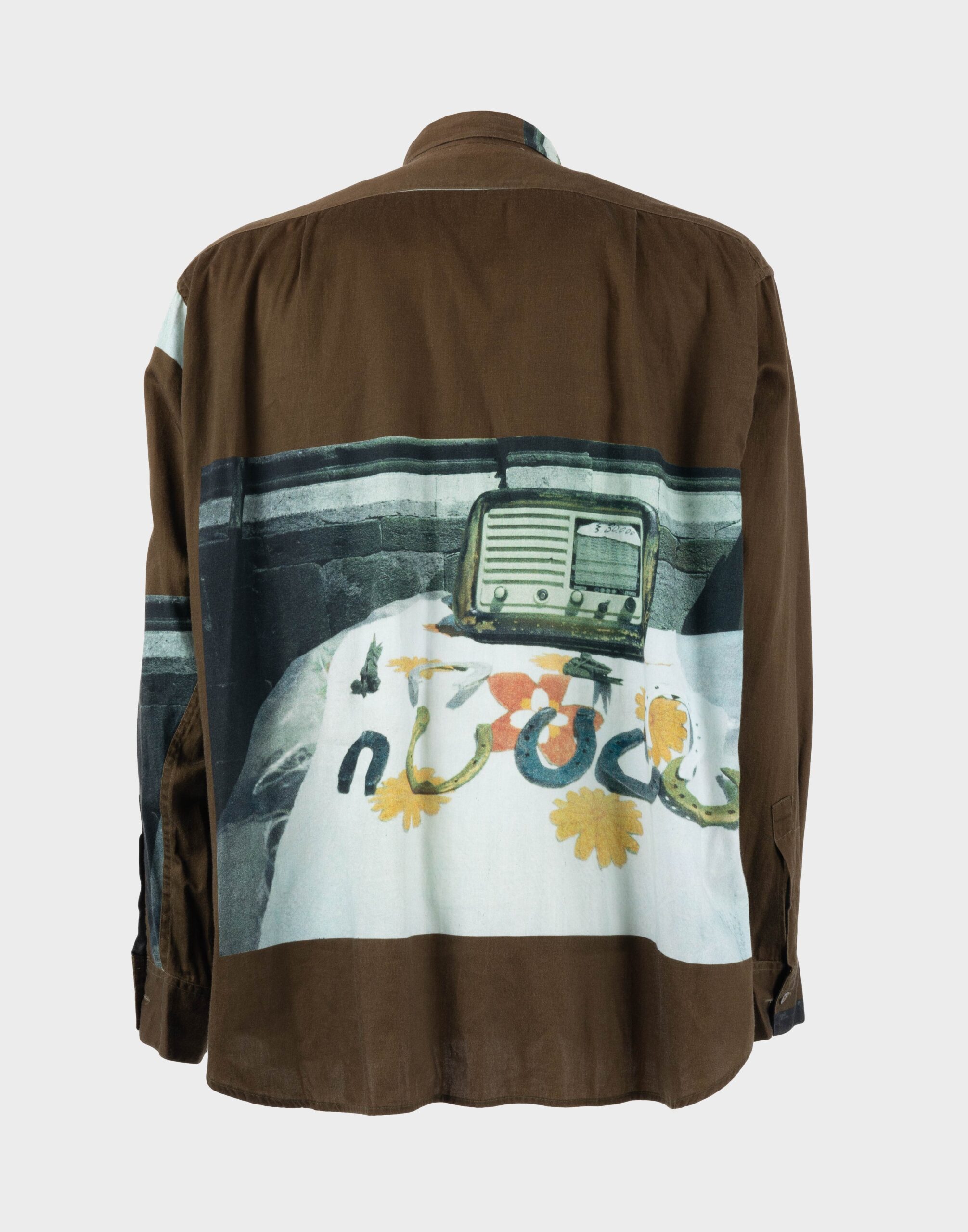 Paul Smith men's long-sleeved shirt in brown with western print