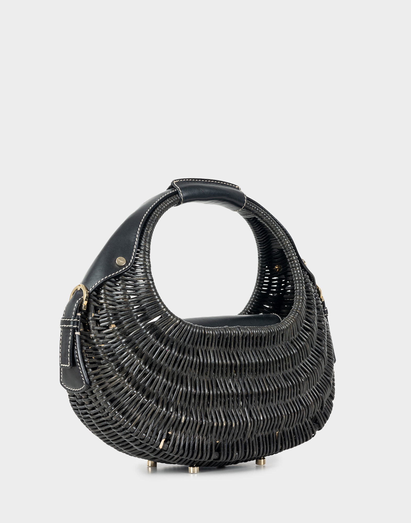 Salvatore Ferragamo - Borsa in rattan nera - immagine 2