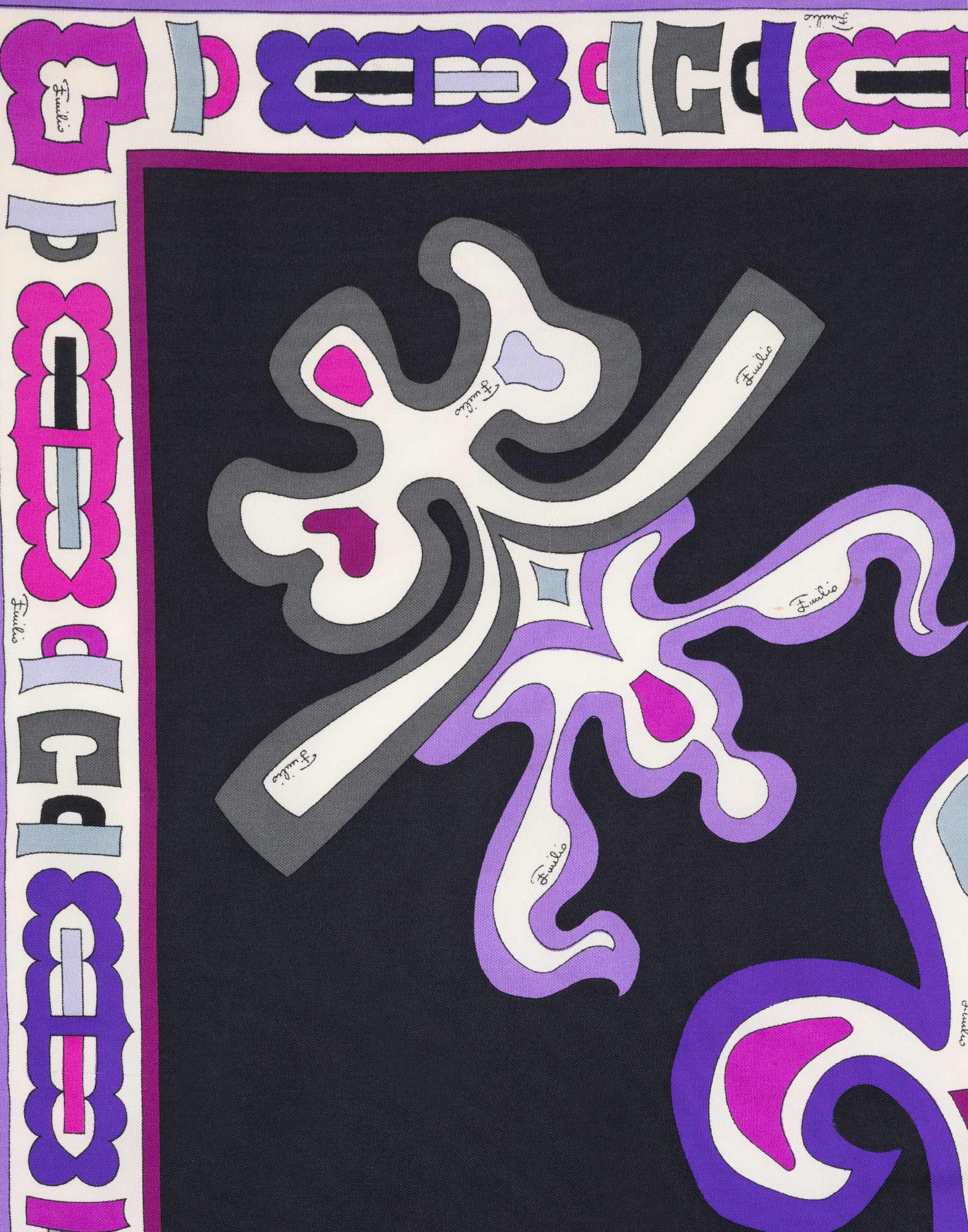 Emilio Pucci - Foulard nero e viola anni '80 - immagine 2