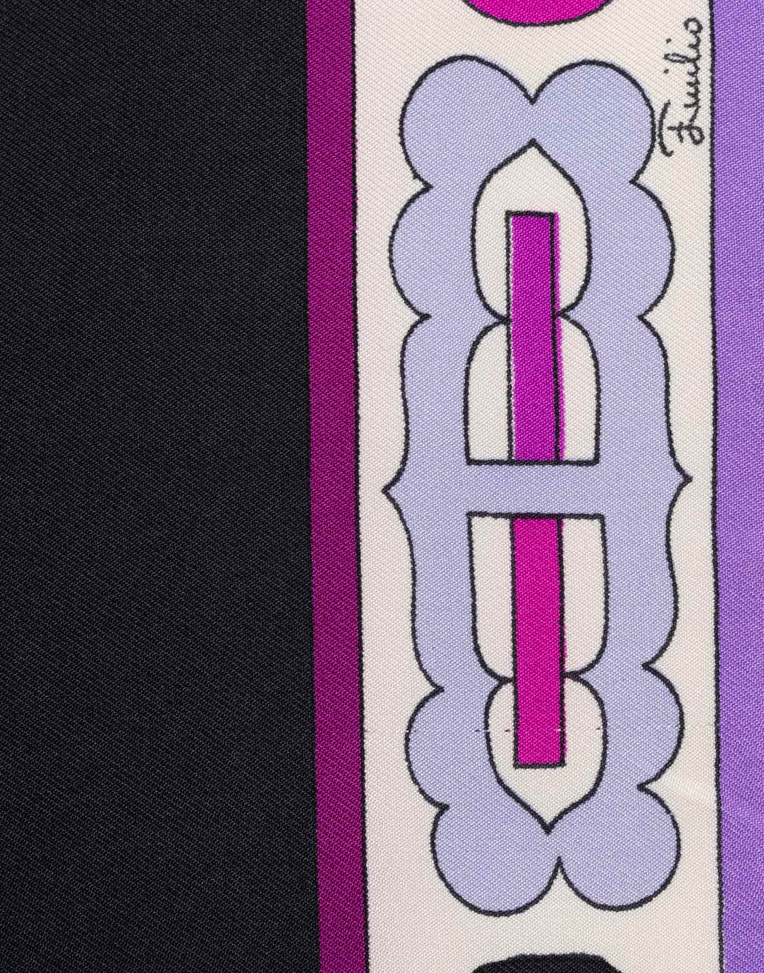 Emilio Pucci - Foulard nero e viola anni '80 - immagine 3