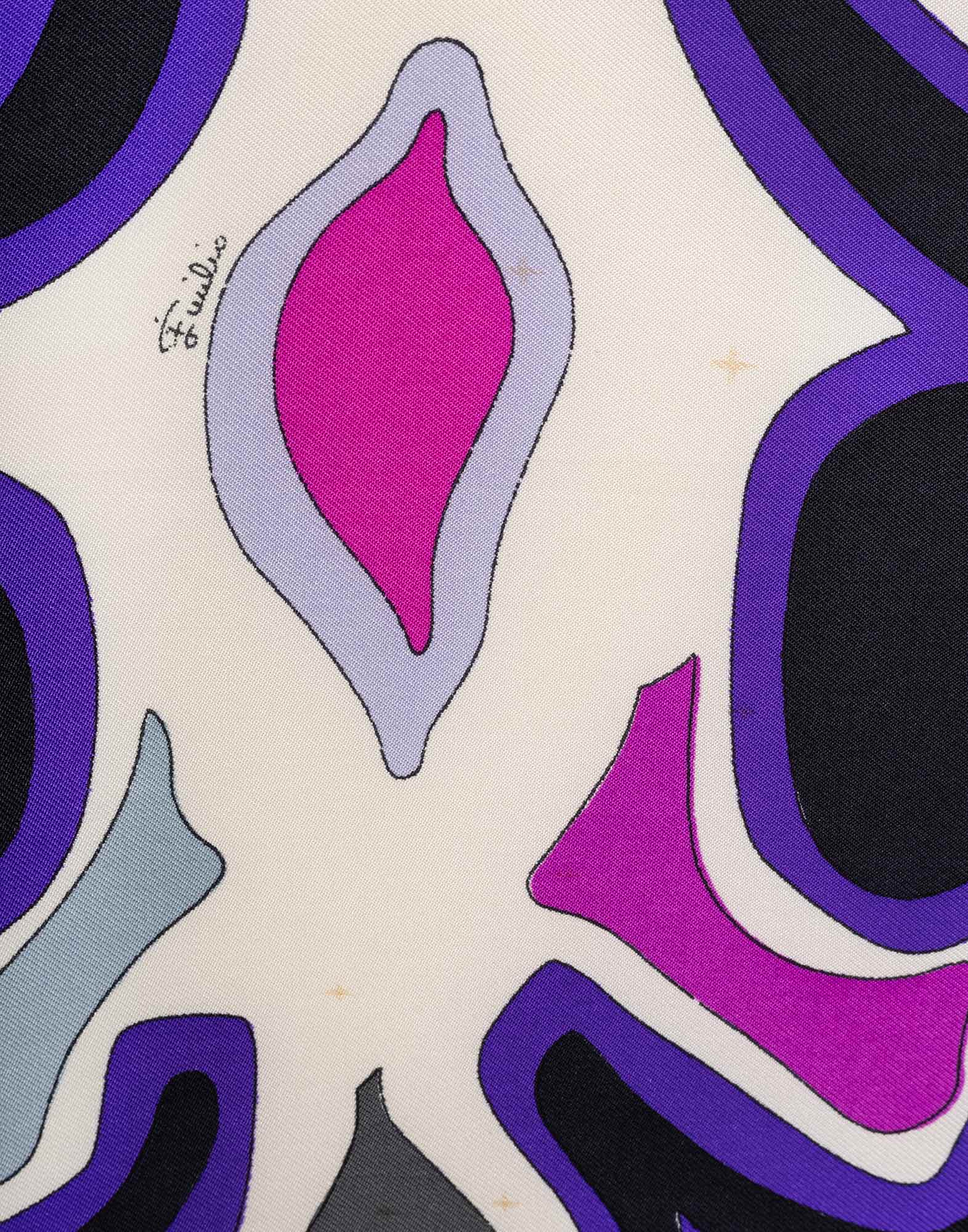 Emilio Pucci - Foulard nero e viola anni '80 - immagine 4
