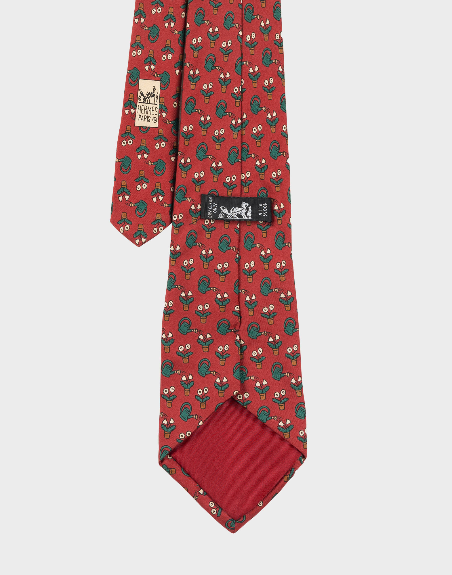 Hermes - Red tie with plants - Image 3