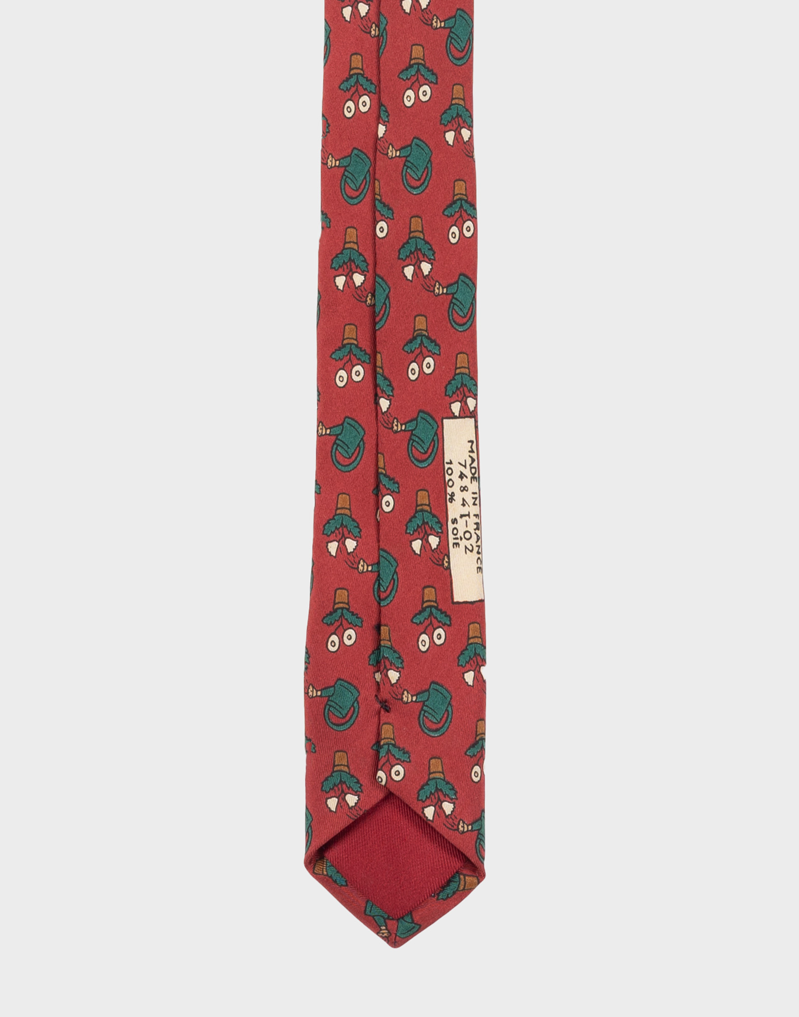 Hermes - Red tie with plants - Image 4