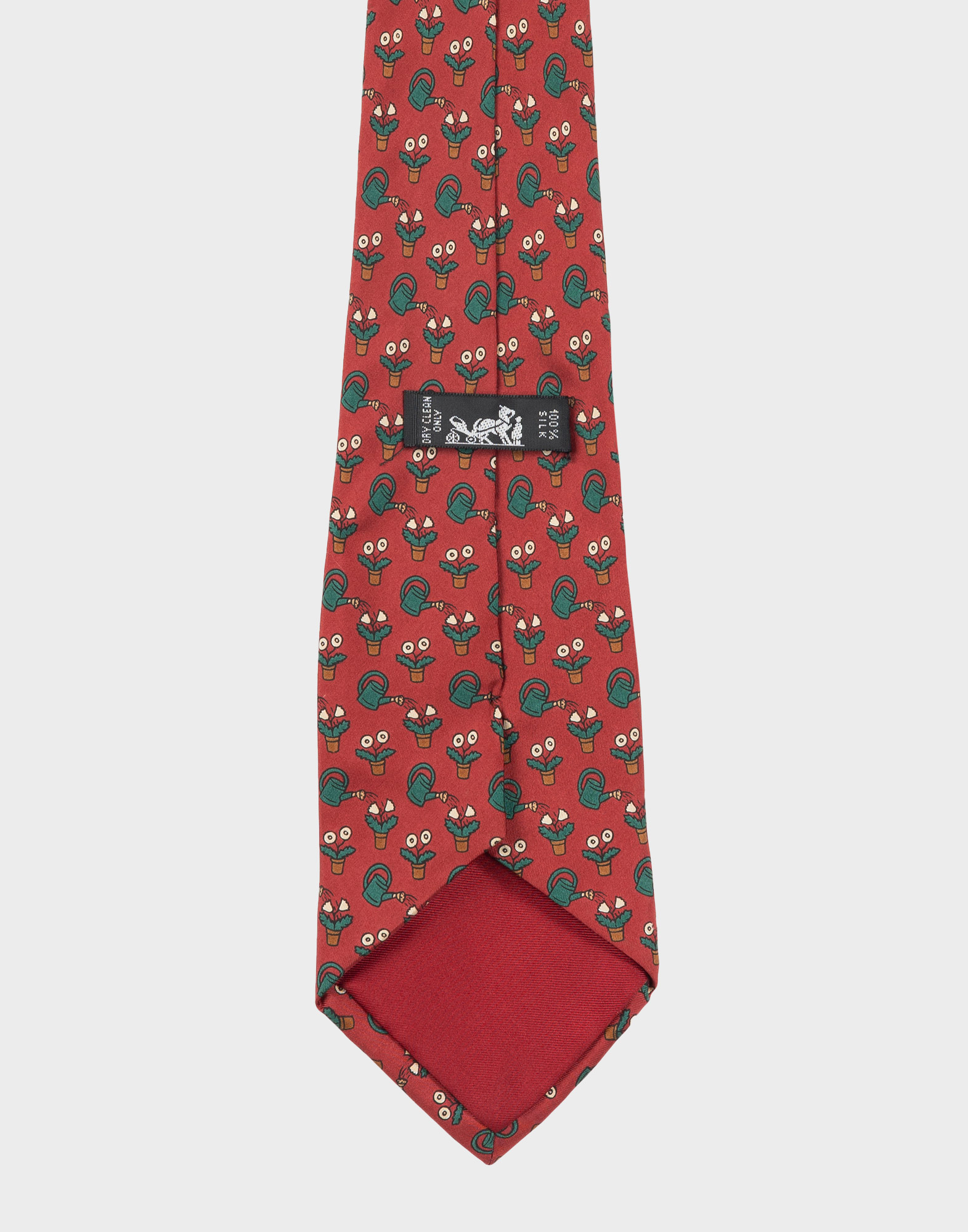 Hermes - Red tie with plants - Image 5