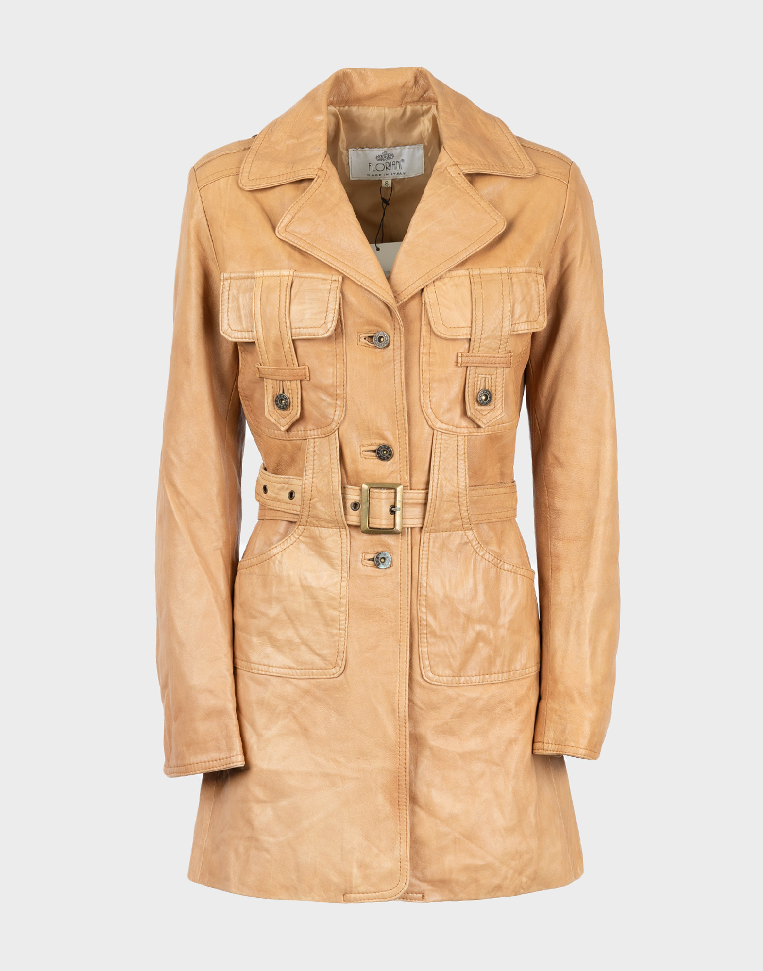 trench pelle beige da donna