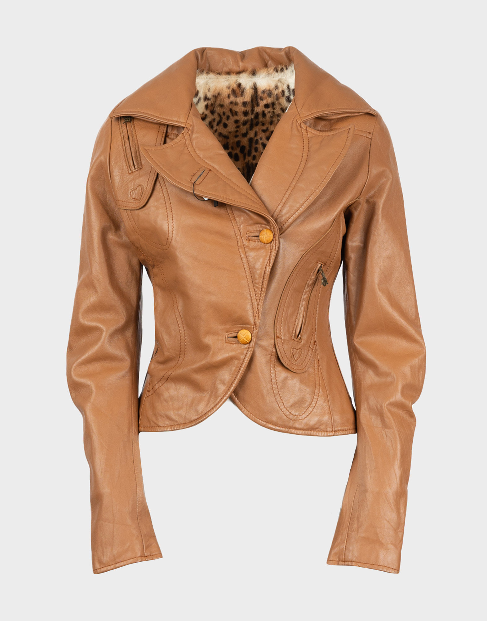 blazer in pelle anni 2000 da donna