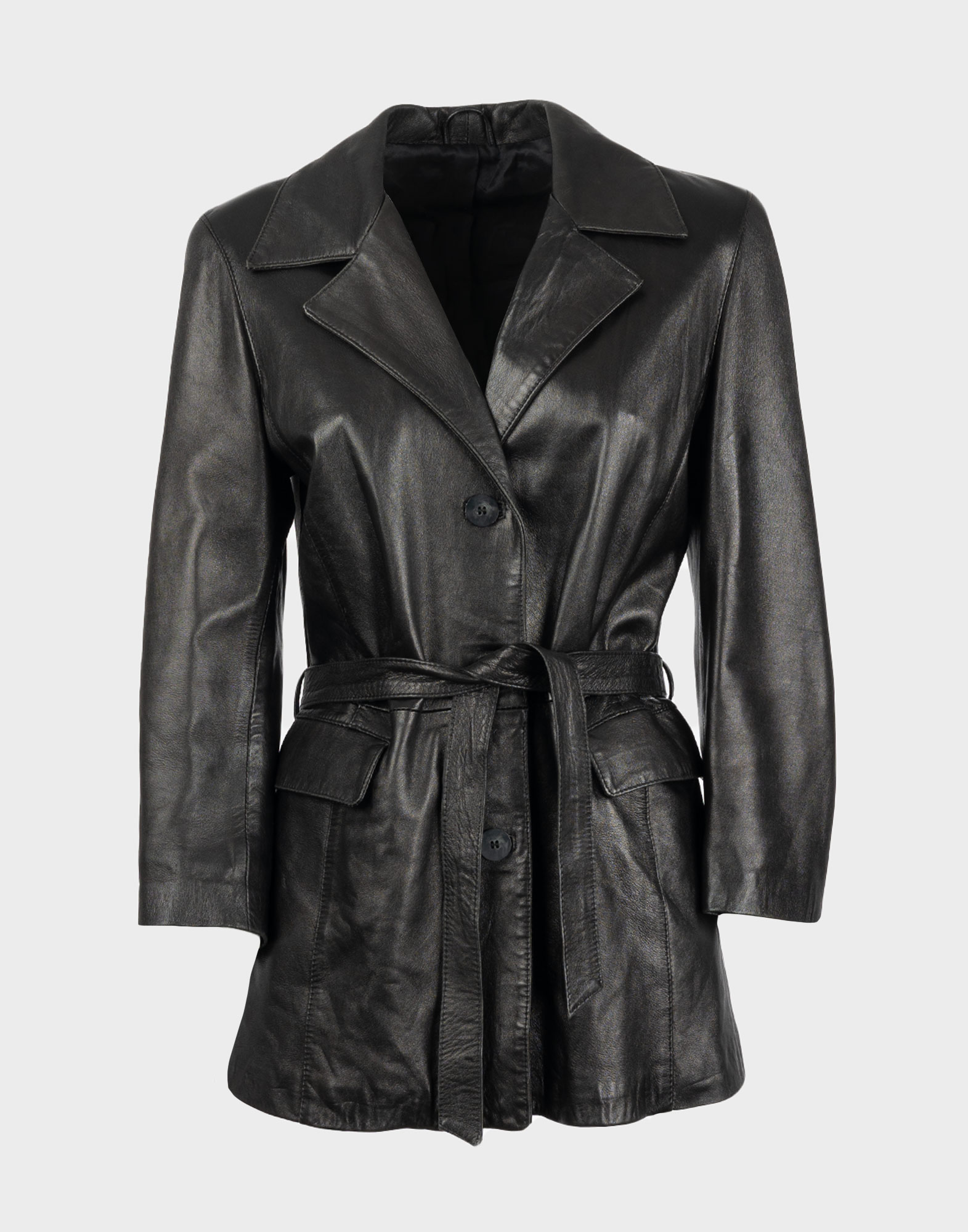 women's long leather jacket