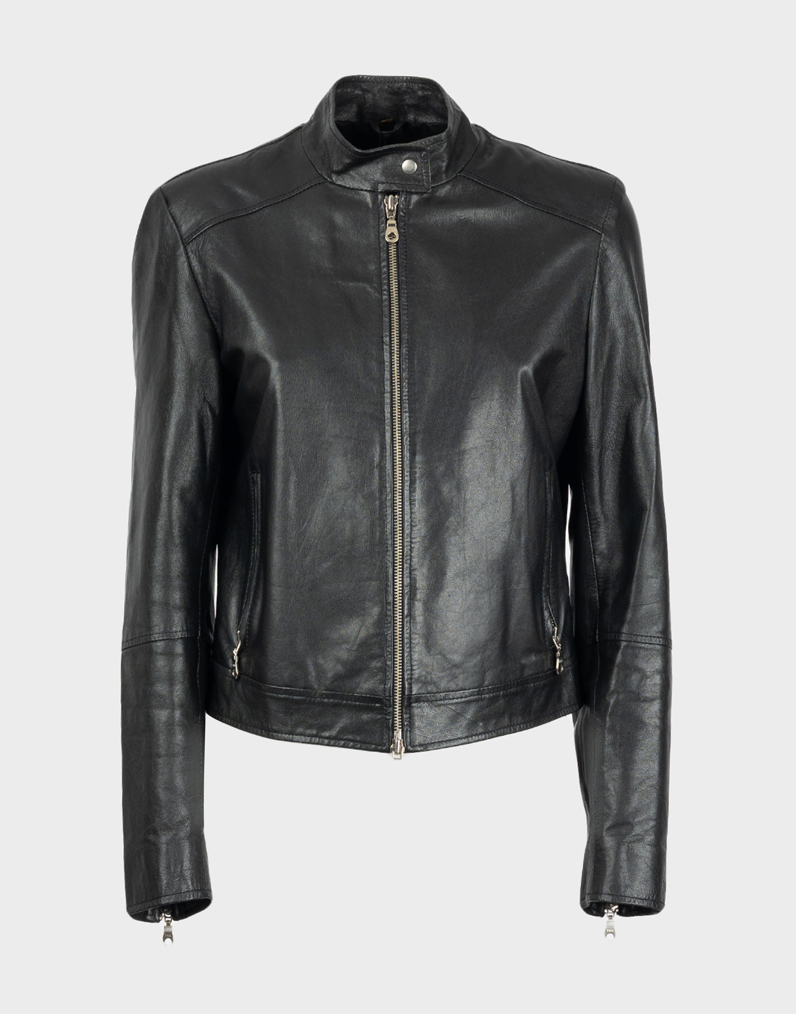 giubbotto in pelle anni 2000 con zip da donna