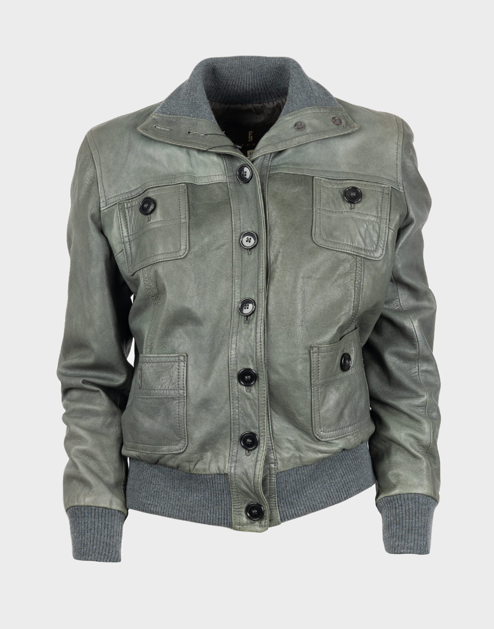 giubbotto grigio in pelle da donna