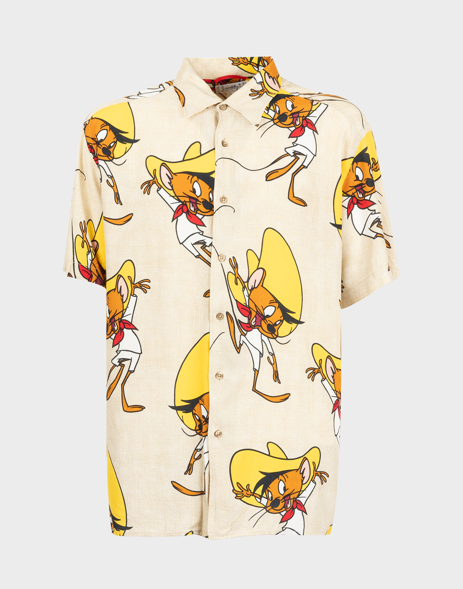 camicia con stampa multicolore da uomo a mezze maniche