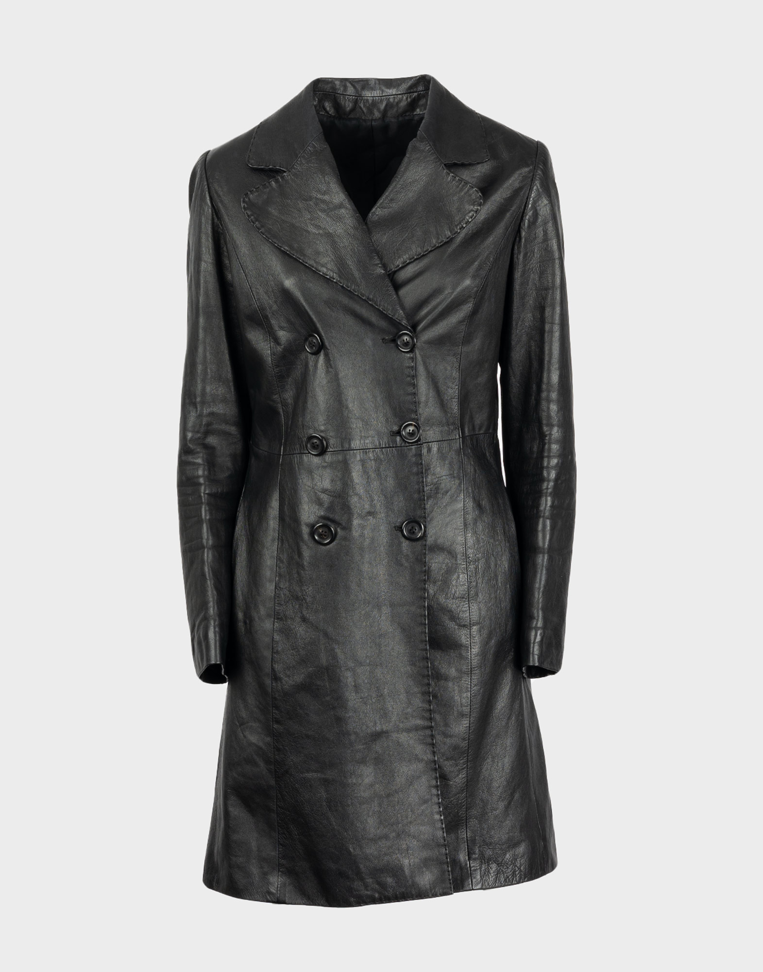 trench in pelle da donna lungo