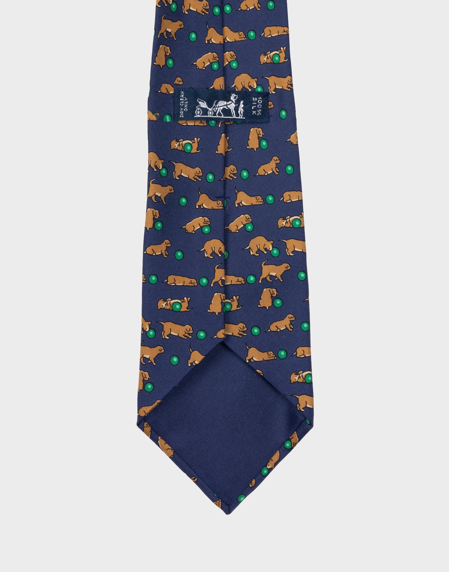 Hermes - Cravatta blu anni '90 con cani - immagine 4