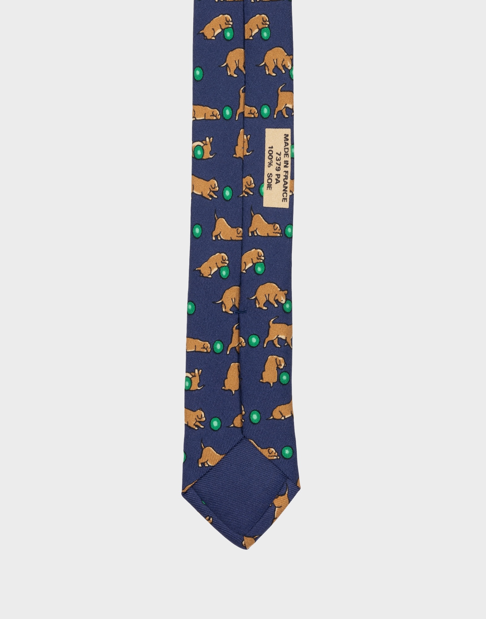 Hermes - Cravatta blu anni '90 con cani - immagine 5