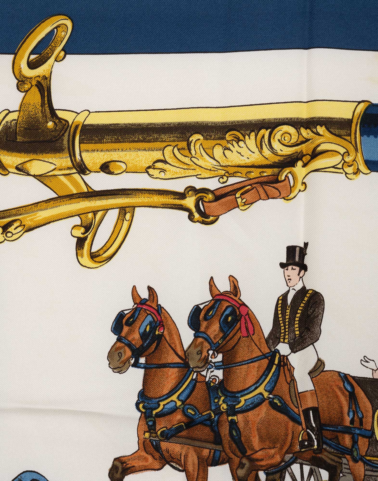 Hermes - Foulard blu 'Equipages' in seta - immagine 4