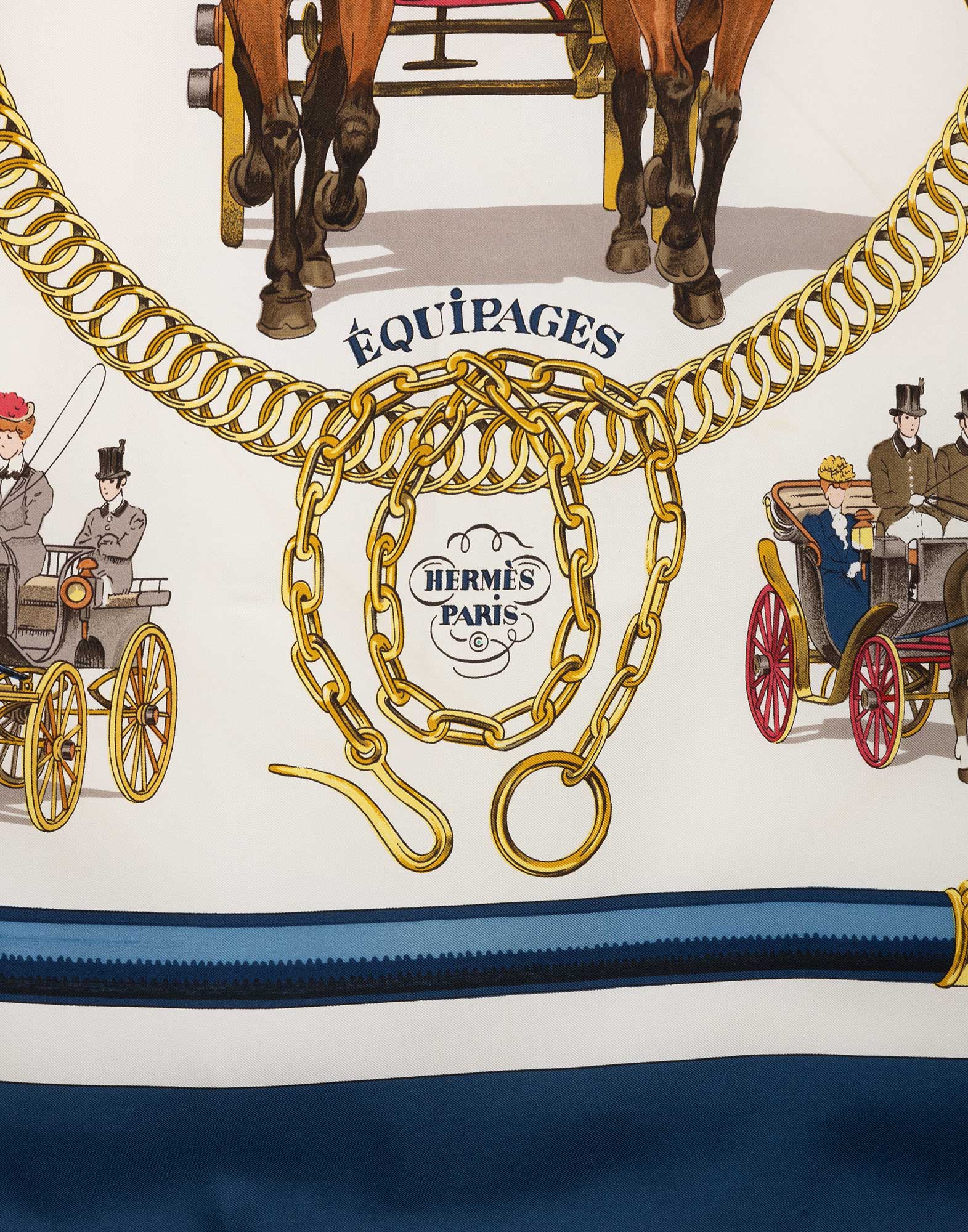 Hermes - Foulard blu 'Equipages' in seta - immagine 2