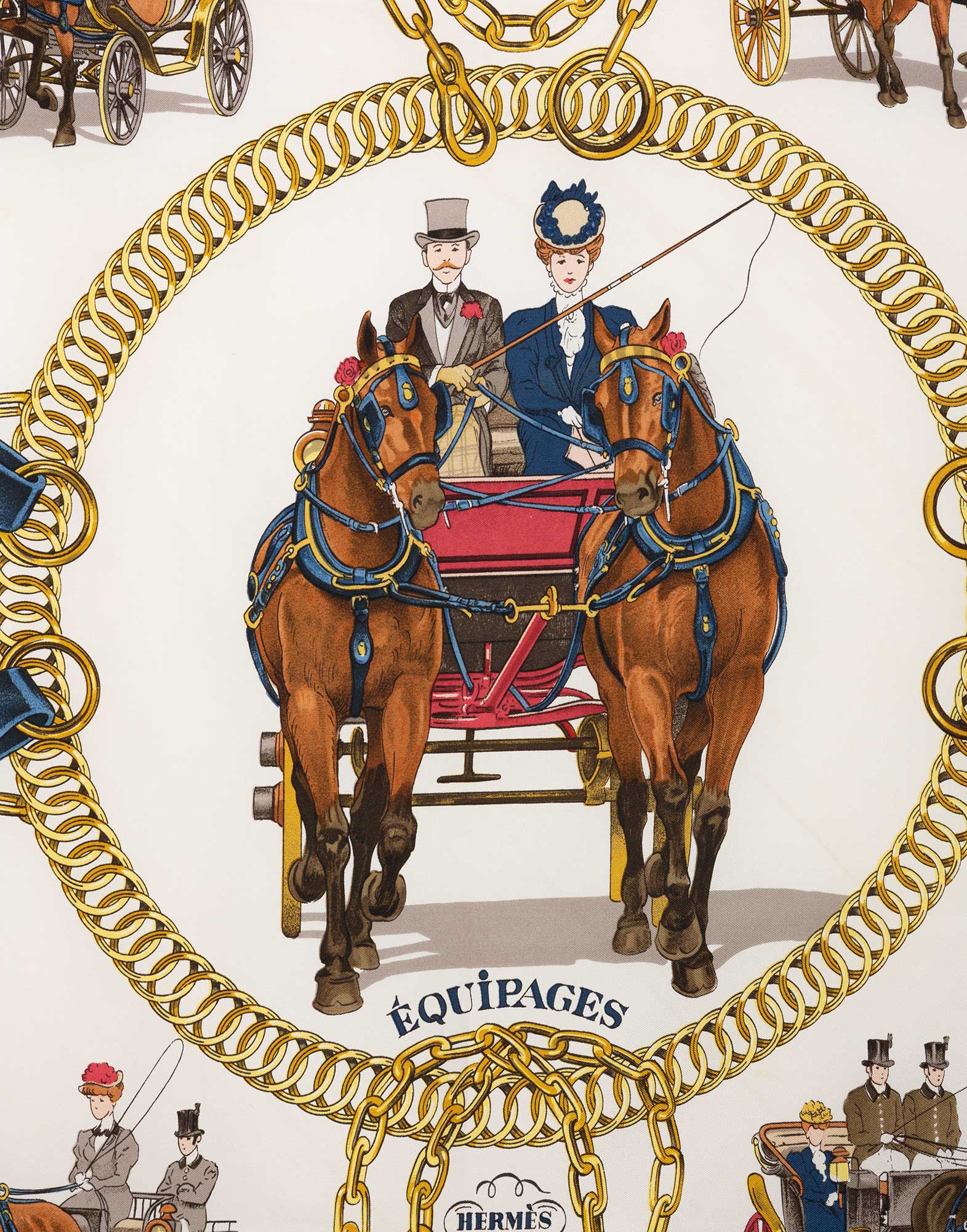 Hermes - Foulard blu 'Equipages' in seta - immagine 3