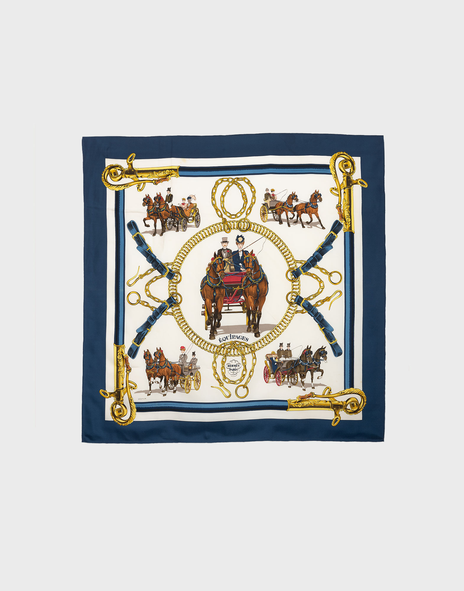 Hermes - Foulard blu 'Equipages' in seta