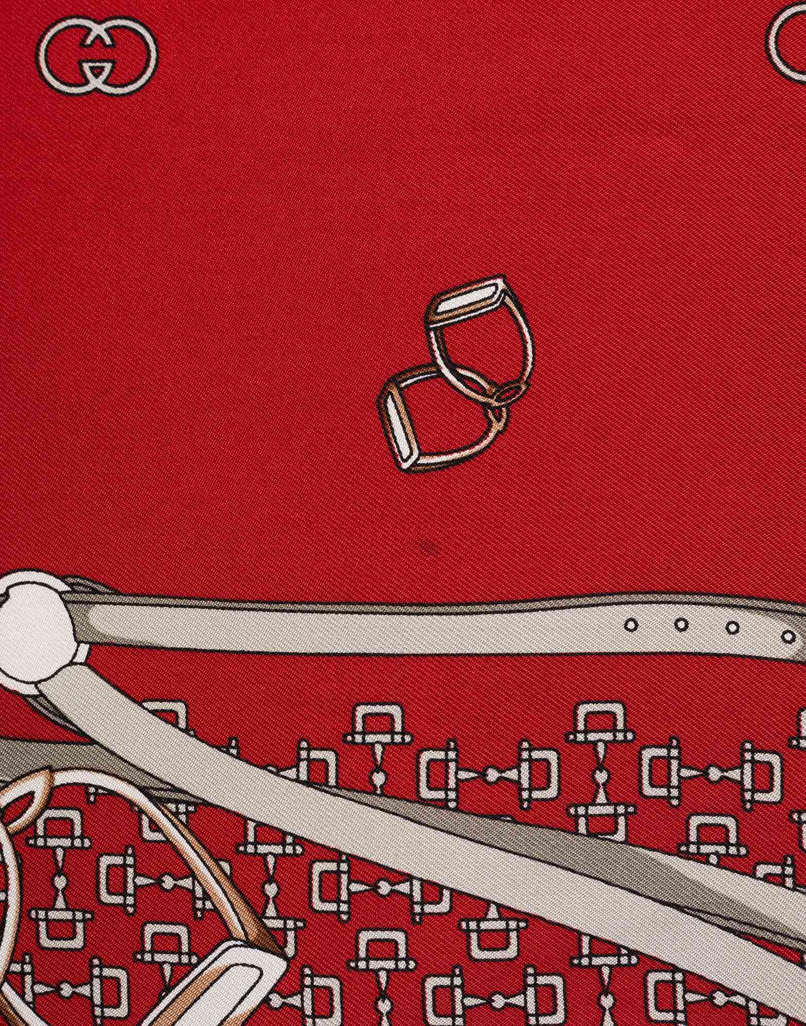 Gucci - 90s Equestrian red scarf - Image 5