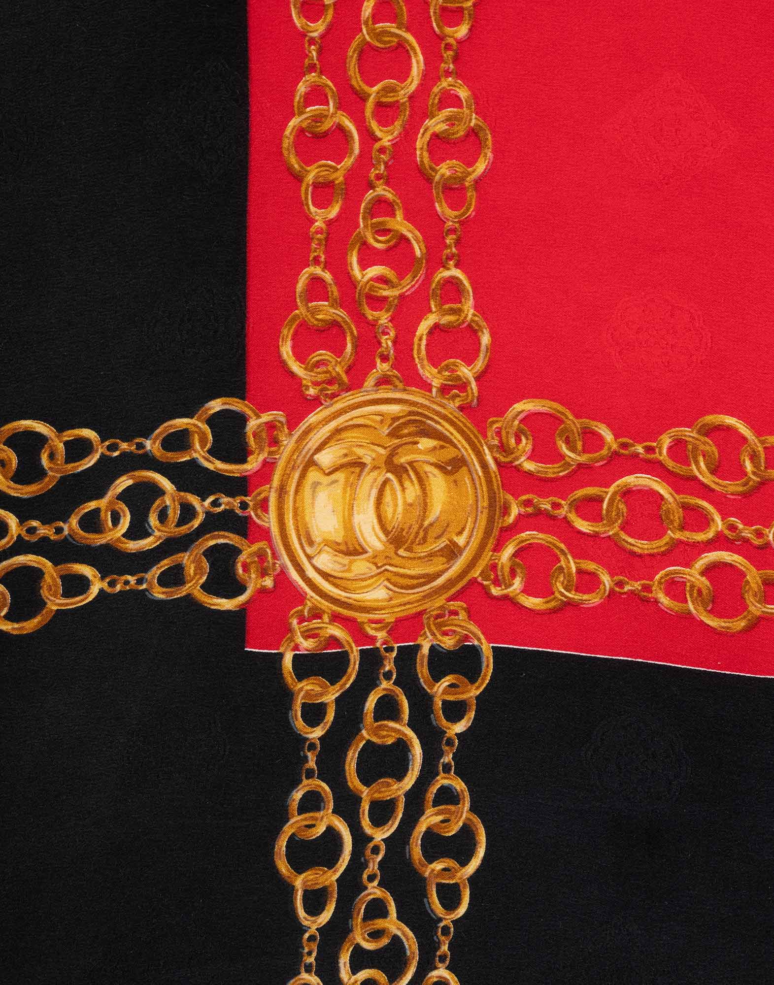 Chanel - Foulard nero e rosso in seta - immagine 3