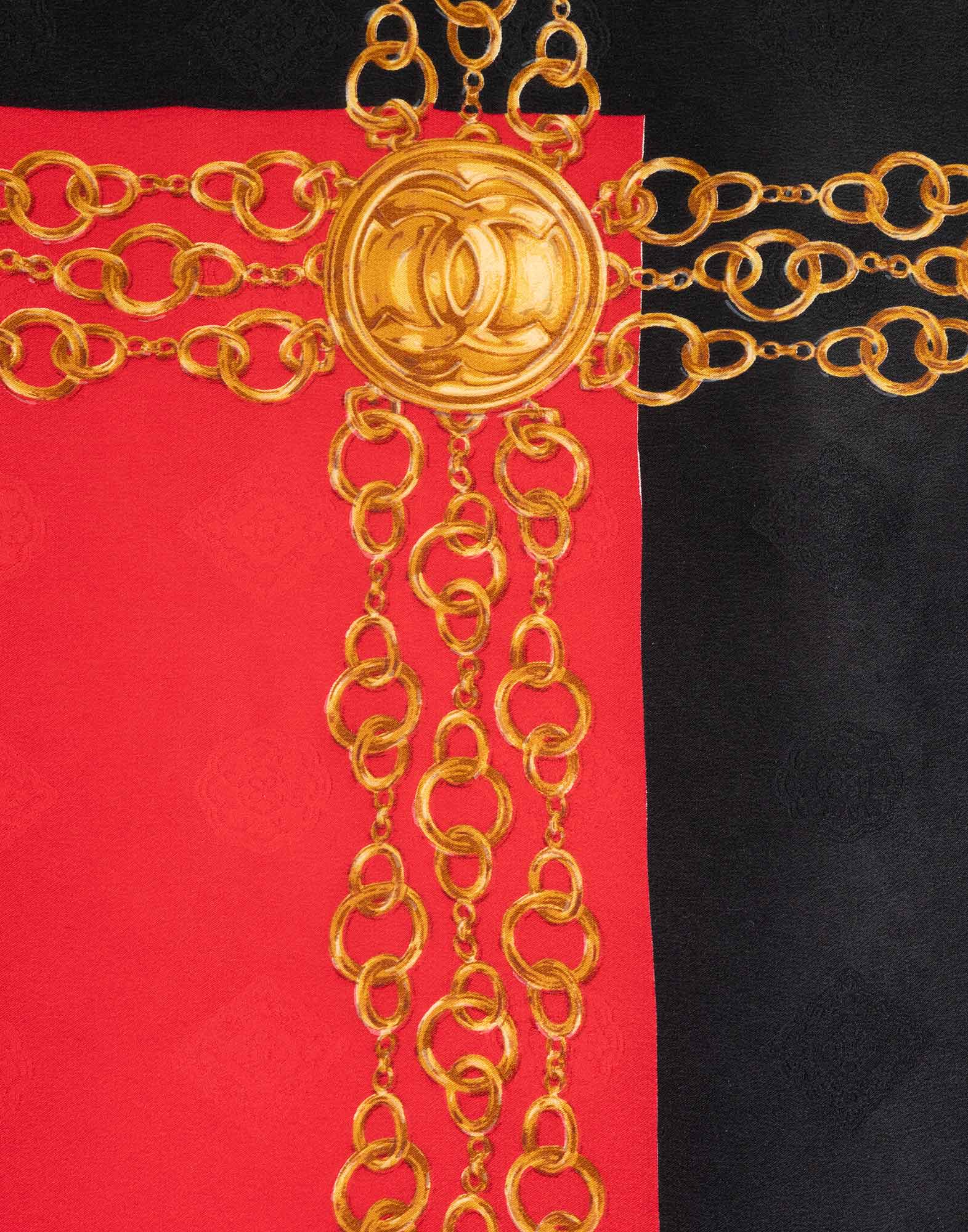 Chanel - Foulard nero e rosso in seta - immagine 5