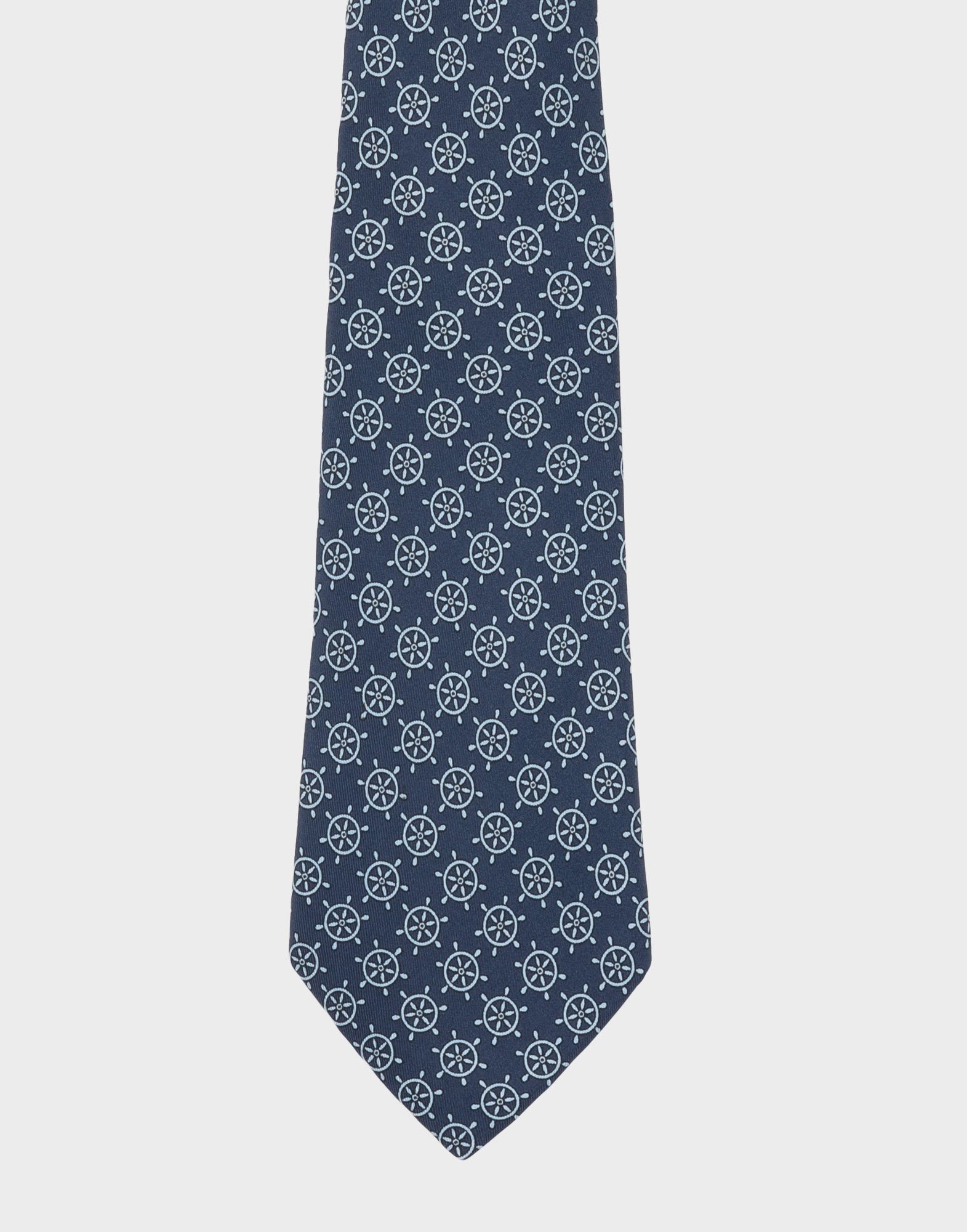 Hermes - 80s blue tie with steering wheel pattern