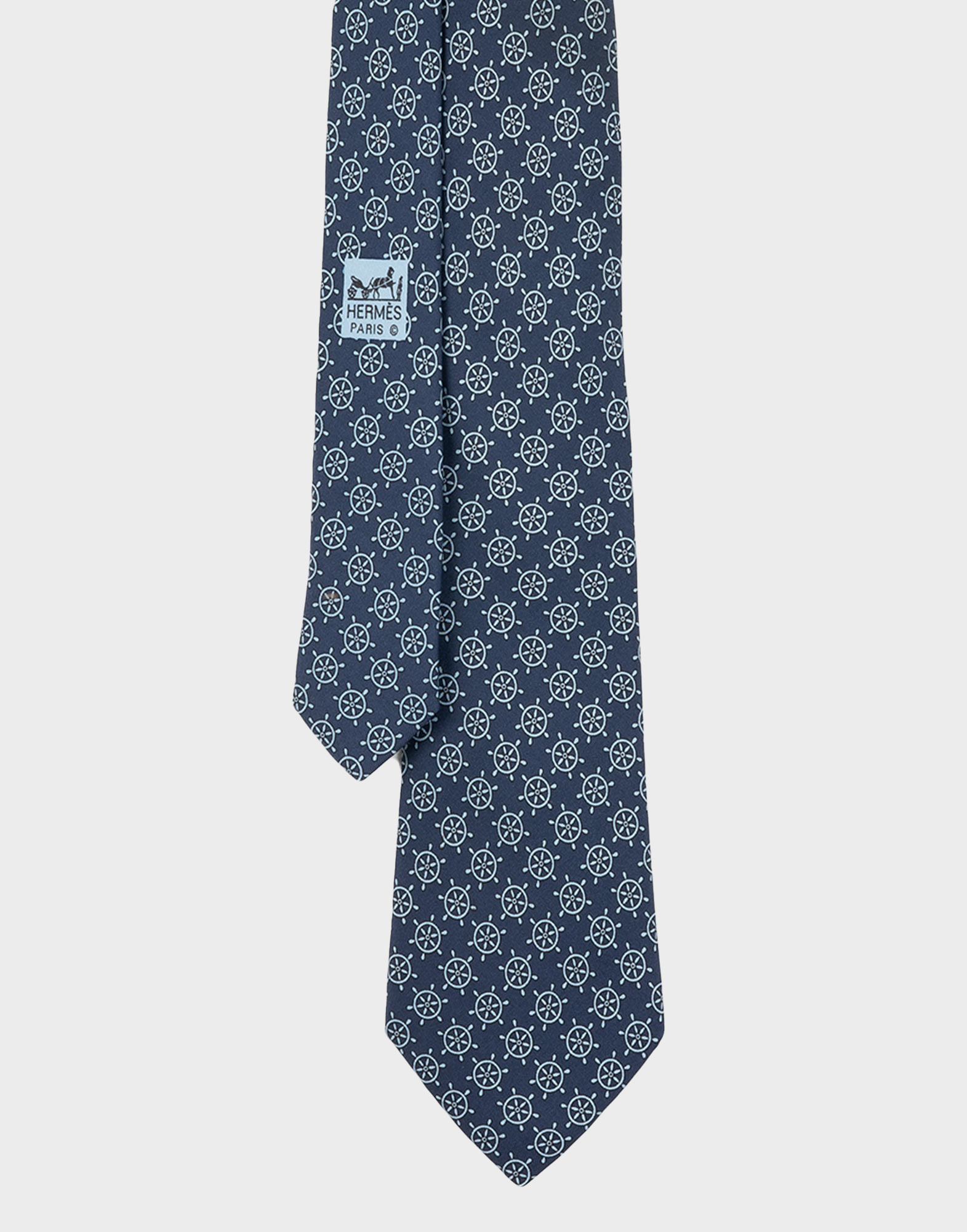 Hermes - 80s blue tie with steering wheel pattern - Image 2